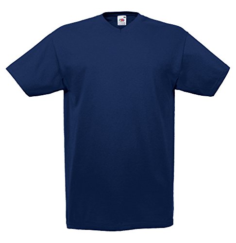 12er Pack V-Neck T-Shirts V-Ausschnitt Fruit of The Loom Valueweight Übergrößen bis 5XL (3XL, Navyblau) von Nashville print factory