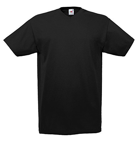 12er Pack V-Neck T-Shirts V-Ausschnitt Fruit of The Loom Valueweight Übergrößen bis 5XL (XL, Schwarz) von Nashville print factory