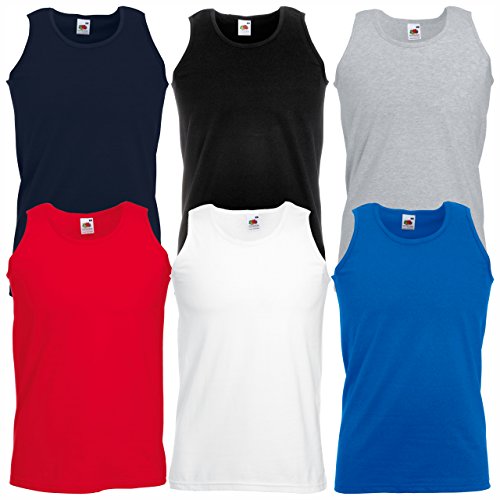 6er Pack Valueweight Athletic Vest Tank Top T-Shirt Muskelshirt ärmellos S-5XL (3XL, Gemischt - Jede Farbe 1x) von Nashville print factory