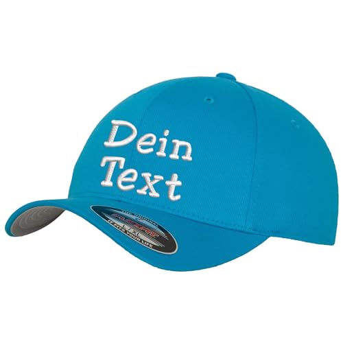 Flexfit Wooly Combed Basecap Bestickt mit Wunschtext (DE/NL/SE/PL, Alphanumerisch, L, XL, Hawaiian Ocean) von Nashville print factory