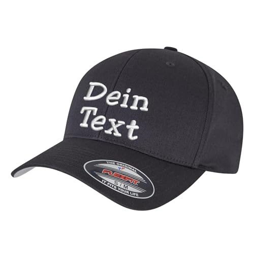 Flexfit Wooly Combed Basecap Bestickt mit Wunschtext (DE/NL/SE/PL, Alphanumerisch, S, M, Charcoal) von Nashville print factory