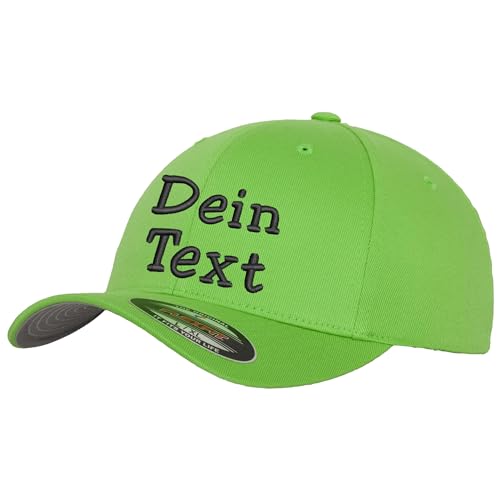 Flexfit Wooly Combed Basecap Bestickt mit Wunschtext (DE/NL/SE/PL, Alphanumerisch, XXL, Einheitsgröße, Fresh Green) von Nashville print factory