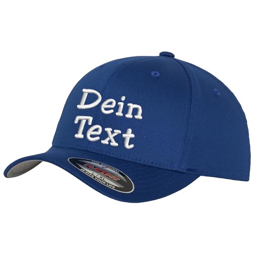 Flexfit Wooly Combed Basecap Bestickt mit Wunschtext (DE/NL/SE/PL, Alphanumerisch, XXL, Einheitsgröße, Royal) von Nashville print factory