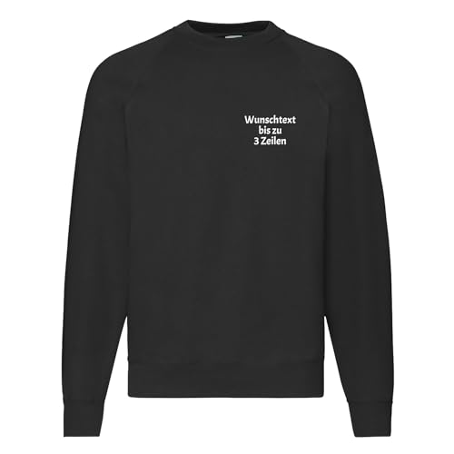 Nashville print factory Classic Raglan Sweatshirt Bedruckt mit Wunschtext Pullover S - 4XL (DE/NL/SE/PL, Alphanumerisch, 4XL, Regular, Regular, Black) von Nashville print factory