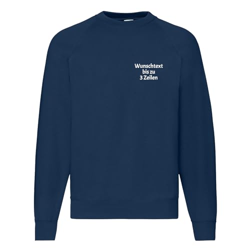 Nashville print factory Classic Raglan Sweatshirt Bedruckt mit Wunschtext Pullover S - 4XL (DE/NL/SE/PL, Alphanumerisch, M, Regular, Regular, Navy) von Nashville print factory