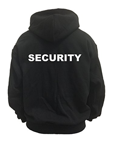 Nashville print factory Hooded Sweat oder Sweatjacke mit Kapuze Bedruckt mit Security in weißer Schrift (M, Kapuzenjacke) von Nashville print factory