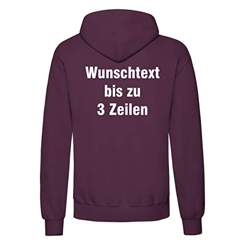 Nashville print factory Hoodie Bedruckt mit Wunschtext Kapuzen-Sweatshirt Hooded Sweat (Bordeaux, 2XL) von Nashville print factory