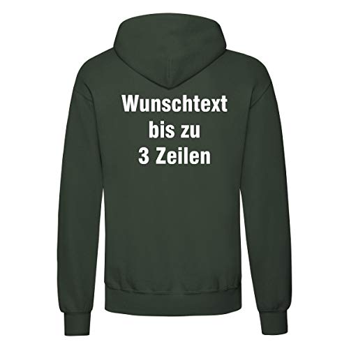 Nashville print factory Hoodie Bedruckt mit Wunschtext Kapuzen-Sweatshirt Hooded Sweat (Flaschengrün, 2XL) von Nashville print factory