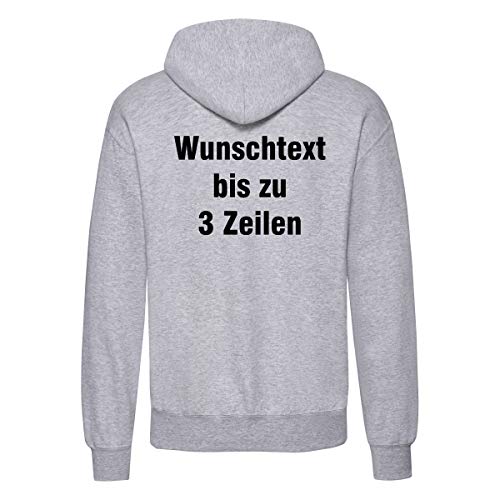 Nashville print factory Hoodie Bedruckt mit Wunschtext Kapuzen-Sweatshirt Hooded Sweat (Graumeliert, 2XL) von Nashville print factory