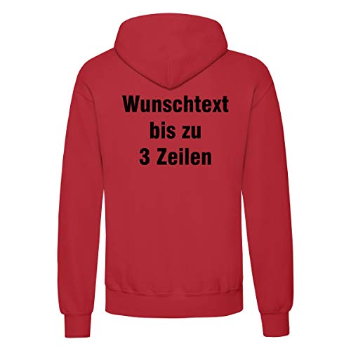 Nashville print factory Hoodie Bedruckt mit Wunschtext Kapuzen-Sweatshirt Hooded Sweat (Rot, 2XL) von Nashville print factory