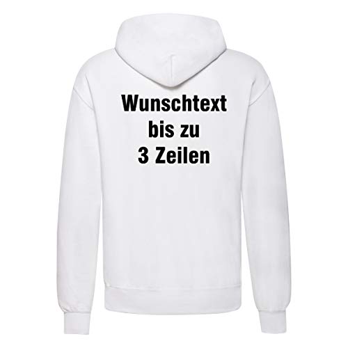 Nashville print factory Hoodie Bedruckt mit Wunschtext Kapuzen-Sweatshirt Hooded Sweat (Weiß, 2XL) von Nashville print factory