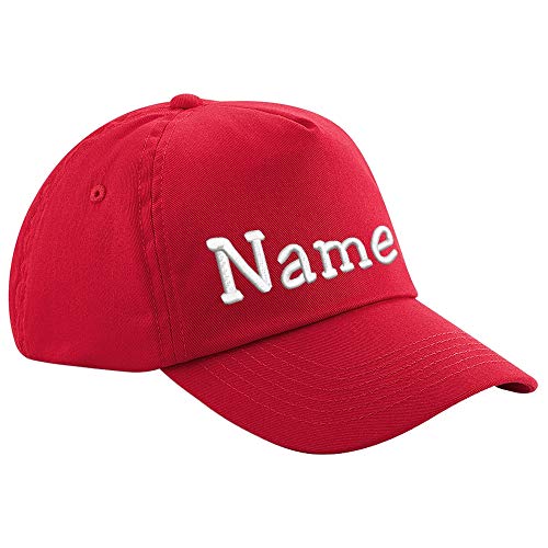 Nashville print factory Junior Original 5-Panel Cap Bestickt mit Name Kindermütze Basecap Mütze Kids (Classic Red) von Nashville print factory