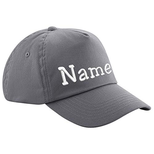 Nashville print factory Junior Original 5-Panel Cap Bestickt mit Name Kindermütze Basecap Mütze Kids (Graphite Grey) von Nashville print factory