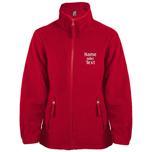 Nashville print factory Kinder Fleecejacke North bestickt mit Wunschtext Name (Red, 12 Jahre) von Nashville print factory