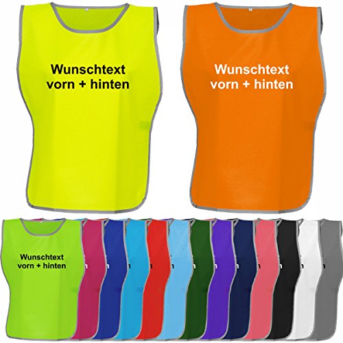 Nashville print factory Leibchen Bedruckt mit Wunschtext Brustdruck/Rückendruck | Fußball | Sport | Markierungshemd | Trikot | Trainingsleibchen | Erwachsene und Kinder (Neon Gelb, XXL / 3XL) von Nashville print factory