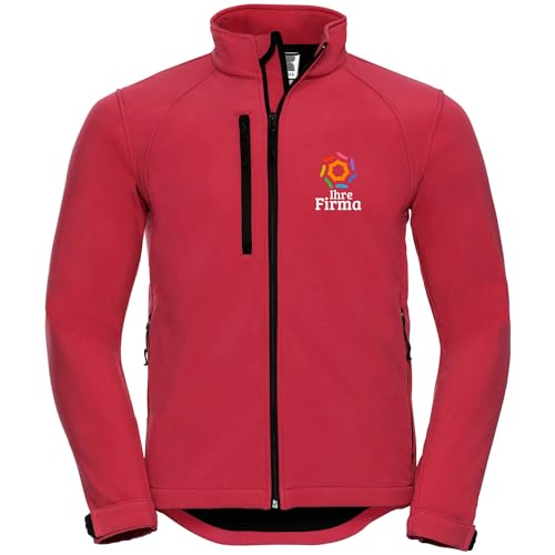 Nashville print factory Softshelljacke bedruckt mit Ihrem vollfarbigen Motiv/Logo Softshell-Jacke Arbeitsjacke Freizeit (DE/NL/SE/PL, Alphanumerisch, XL, Regular, Regular, Classic Red) von Nashville print factory