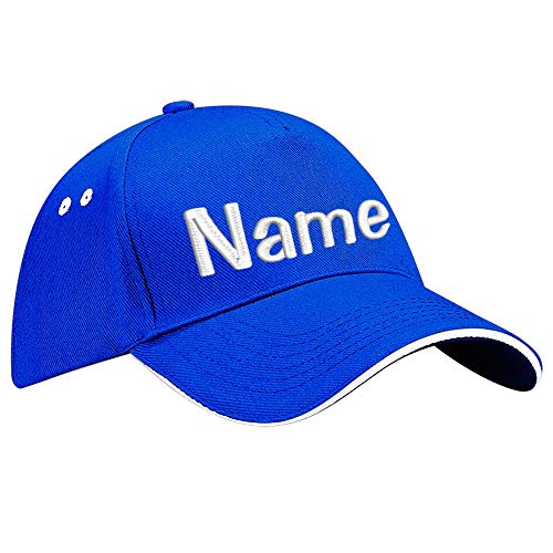 Nashville print factory Ultimate 5-Panel Cap Sandwich Peak Bestickt mit Name/Text Mütze Cappy Basecap (Bright Royal/White) von Nashville print factory