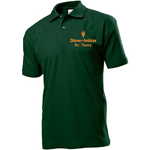 Polo-Shirt Polohemd Arbeitshemd Arbeitspolo Bestickt mit Name | Wunschtext | Döner Imbiss | ideal für Arbeit Firma (L, Flaschengrün) von Nashville print factory