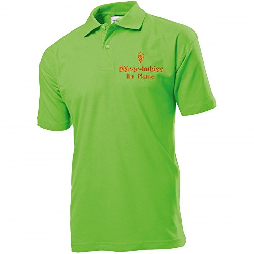 Polo-Shirt Polohemd Arbeitshemd Arbeitspolo Bestickt mit Name | Wunschtext | Döner Imbiss | ideal für Arbeit Firma (L, Kiwigrün) von Nashville print factory