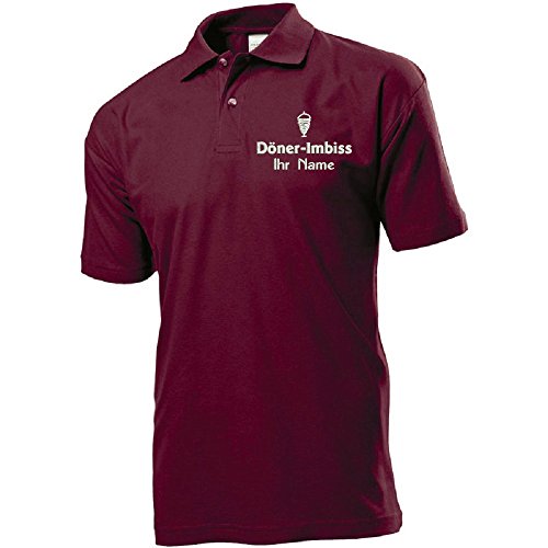 Polo-Shirt Polohemd Arbeitshemd Arbeitspolo Bestickt mit Name | Wunschtext | Döner Imbiss | ideal für Arbeit Firma (XL, Bordeaux) von Nashville print factory