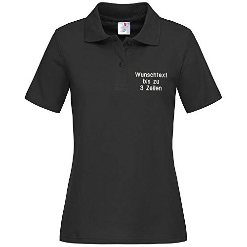 Stedman Lady Polo-Shirt Damen Polohemd Bestickt mit Name | Wunschtext (L, Black Opal) von Nashville print factory