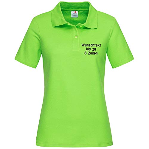 Stedman Lady Polo-Shirt Damen Polohemd Bestickt mit Name | Wunschtext (M, Kiwi Green) von Nashville print factory