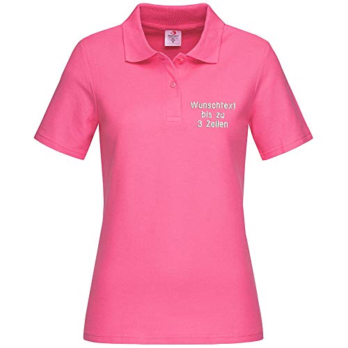 Stedman Lady Polo-Shirt Damen Polohemd Bestickt mit Name | Wunschtext (M, Sweet Pink) von Nashville print factory