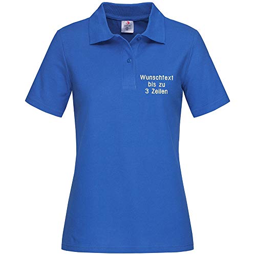 Stedman Lady Polo-Shirt Damen Polohemd Bestickt mit Name | Wunschtext (XL, Bright Royal) von Nashville print factory