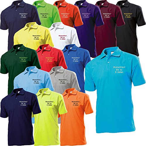 Stedman Polo-Shirt Polohemd Bestickt mit Name/Wunschtext/Spruch Wunschstickerei ideal für Verein/Firma/Club (XL, Black Opal) von Nashville print factory