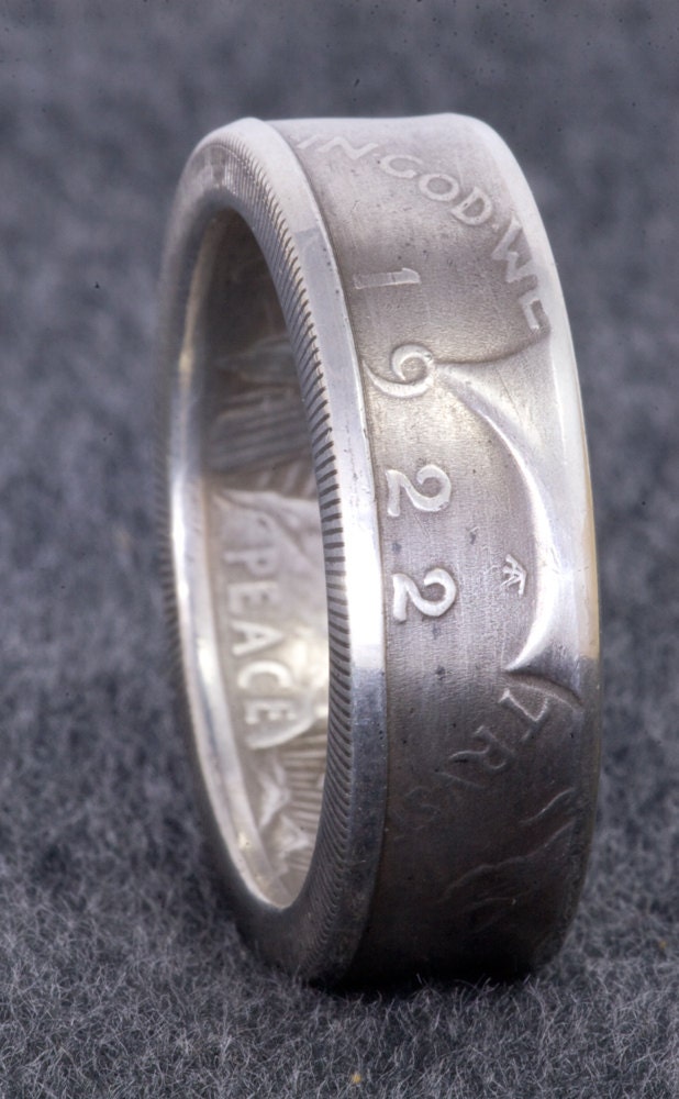 1922-1935 90% Silber Frieden Dollar Doppelseitige Münze Ring Größen 10-22 Halbe Geschenk Herren Große 3D Ehering Handgefertigte 1923 1924 1925 1926 von NashvilleMint