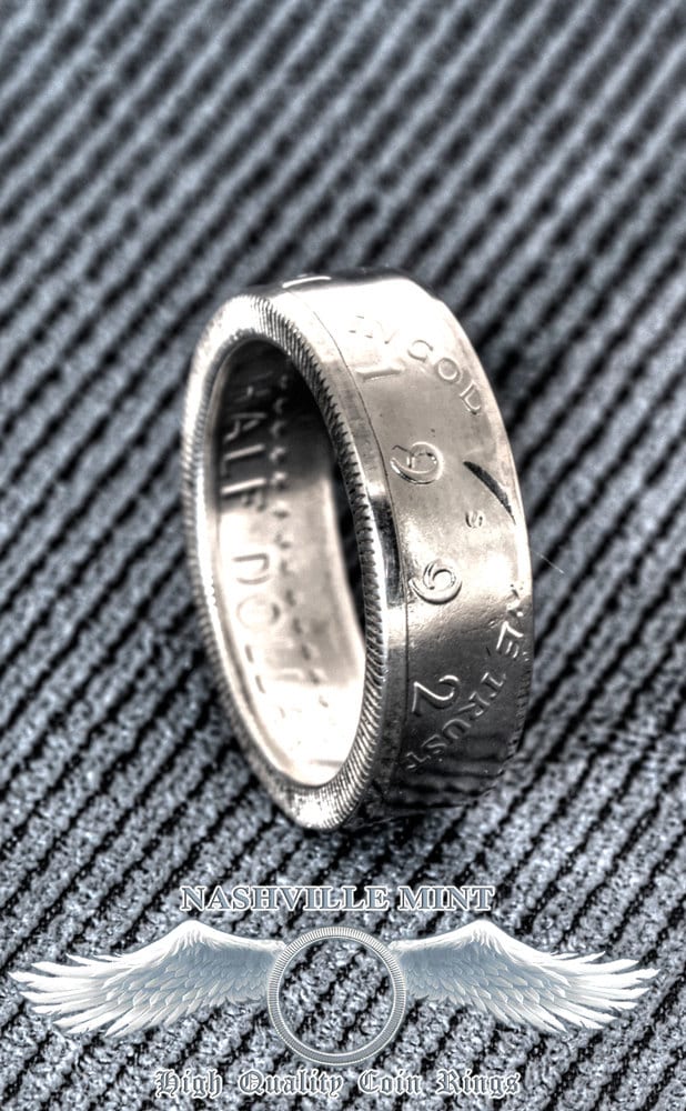 1992 Silberring Halber Dollar Münze 33 Geburtstag Geschenk Jahre Jubiläum Us Männer Frauen Ehering Größe 6-17 Jfk in God We Trust Coinring von NashvilleMint