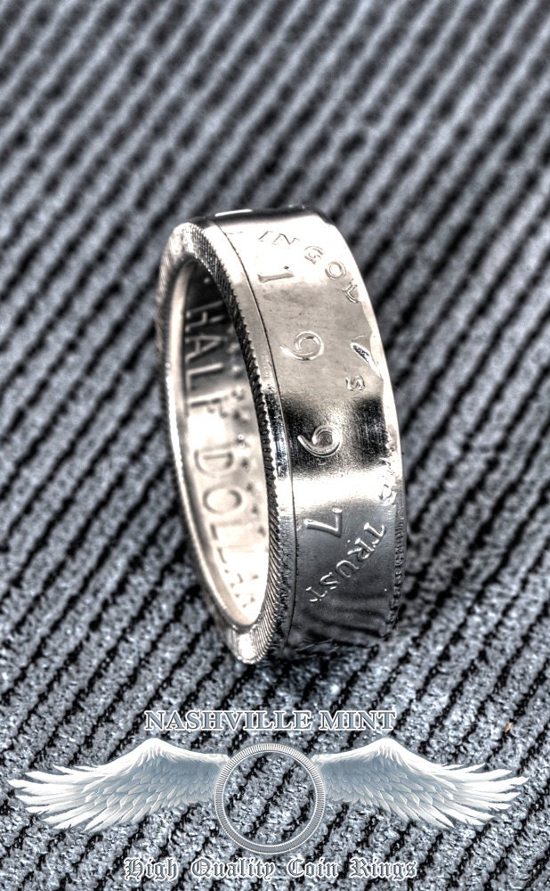 1997 Silber Halber Dollar Münze Ring 28. Jahrestag 28 Jahre Alt Geburtstag Geschenk Mann Frau Ehering Sz 6-17 in Gott Vertrauen Wir Coinrings von NashvilleMint