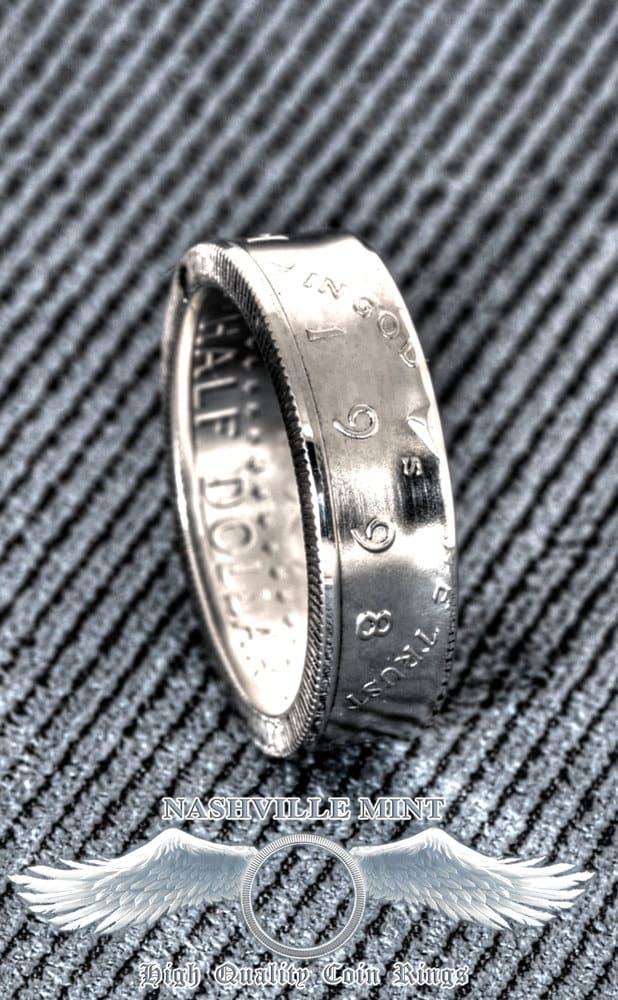 1998 Silber Halber Dollar Münze Ring 27. Jahrestag 27 Jahre Alt Geburtstag Geschenk Mann Frau Ehering Sz 6-17 in Gott Vertrauen Wir Coinrings von NashvilleMint