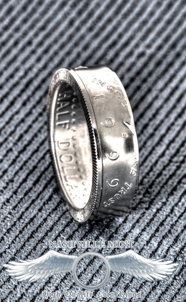 2000 Silber Halber Dollar Münze Ring 25Th Jubiläum 25 Geburtstag Geschenk Mann Frau Ehering Us Sz 6-17 in Gott Vertrauen Wir Jfk Coinrings von NashvilleMint