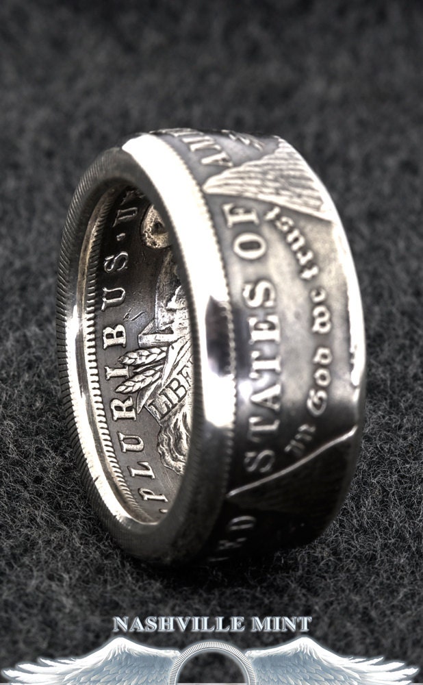 Coinring 1890 Silber Morgan Dollar Münze Ring Größe 10-24 Halb Herren Groß Band 29 Silberhochzeit Jahrestag Geschenk Geburtstag Bandring von NashvilleMint