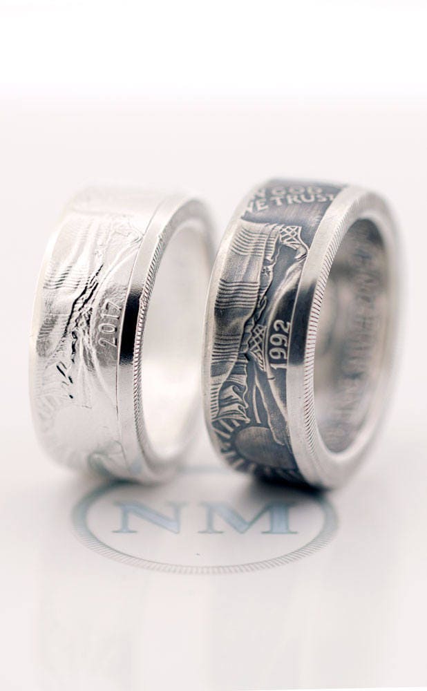 Coinring 1999-2020 Silber Dollar American Eagle Sz 10-24 Jubiläum Ehering Big Walking Liberty Coinrings von NashvilleMint