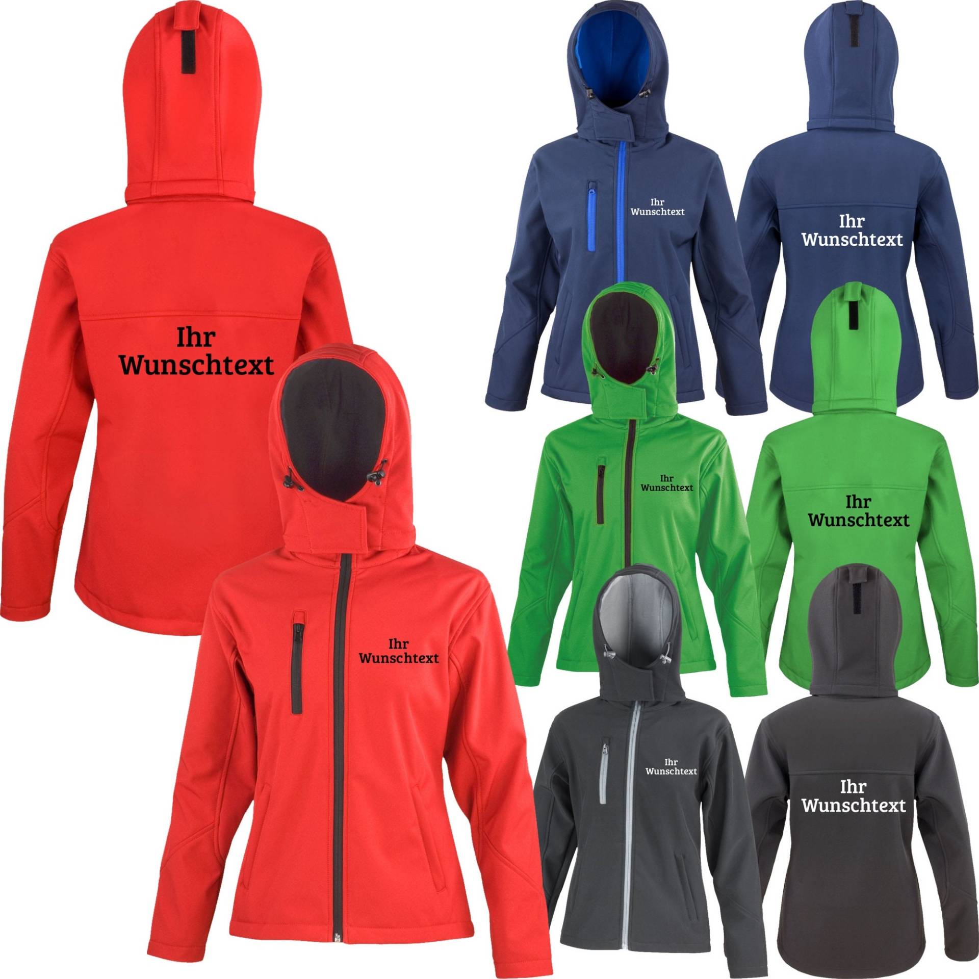 Damen-Softshelljacke Mit Kapuze Tx-Performance Bedruckt Ihrem Wunschtext Kapuzenjacke Wetterfest 230F von Nashvilleprint