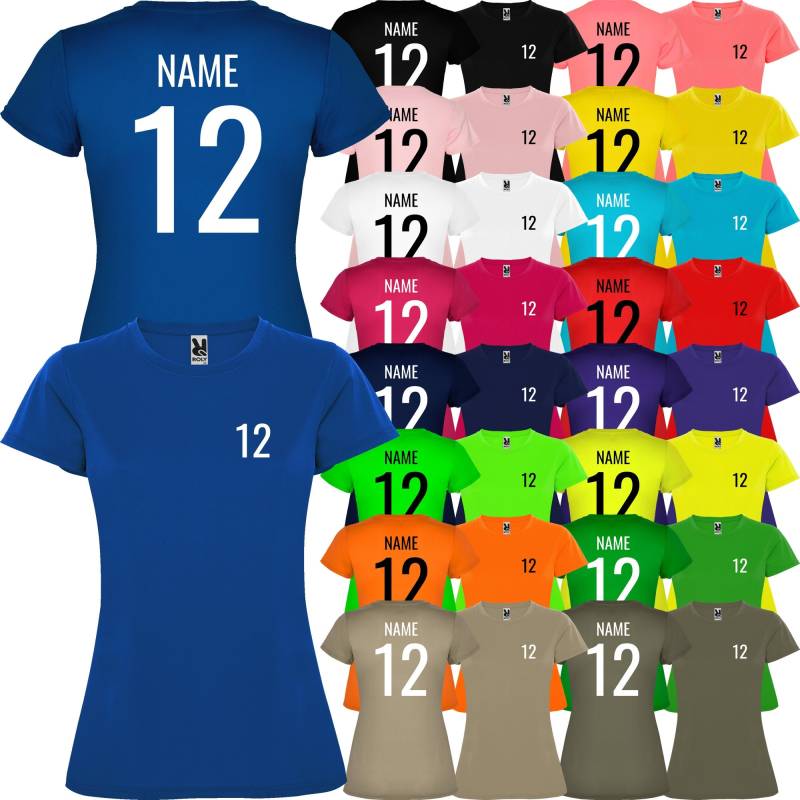 Damen Sport-Shirt Bedruckt Mit Deiner Wunschnummer + Name R0423 von Nashvilleprint