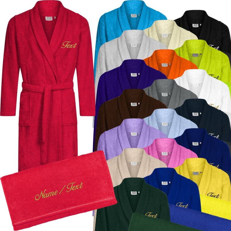 Fashion Bademantel + Duschtuch Mit Ihrem Namen/Wunschtext Bestickt von Nashvilleprint