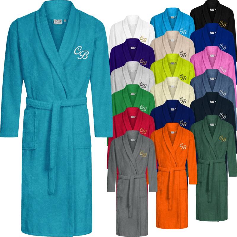 Fashion Bademantel Mit Ihren Initialen Bestickt Monogramm Saunamantel Morgenmantel Viele Farben von Nashvilleprint
