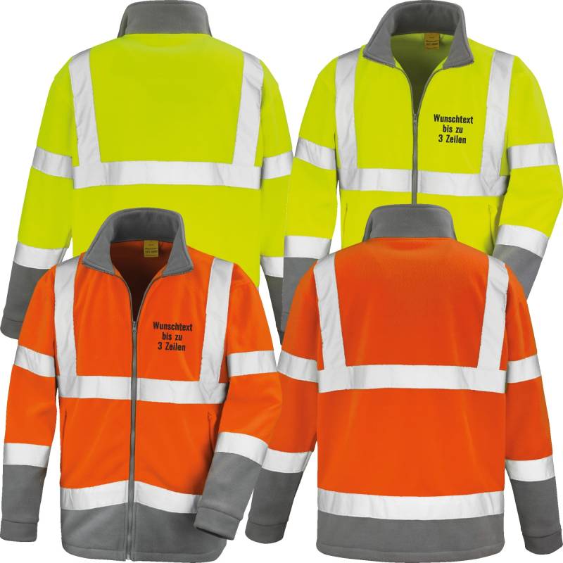 High Vis Safety Microfleece Jacke Bestickt Mit Wunschtext/Name Arbeitsjacke Warnschutz-Jacke Sicherheitsjacke Rt329 von Nashvilleprint