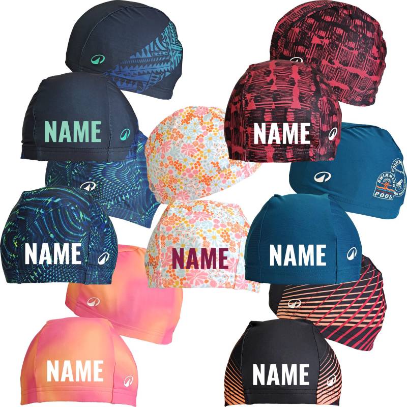 Kids Badekappe Kinderbadekappe Mit Motiv + Name Bedruckt Badehaube Schwimmhaube von Nashvilleprint