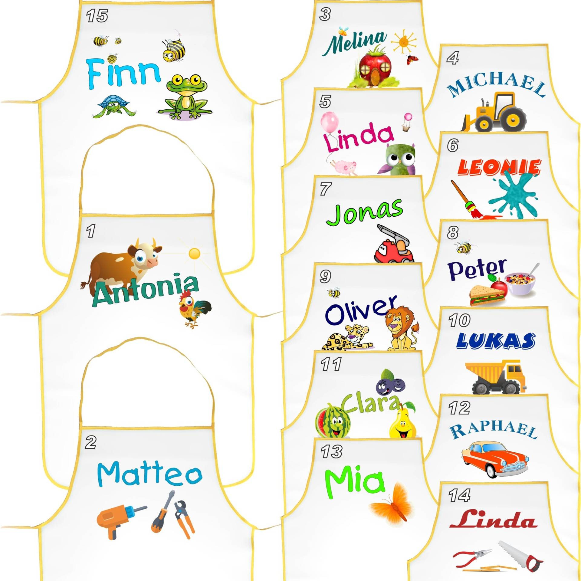 Kinderschürze Bedruckt Mit Namen Bastelschürze Malschürze Kochschürze Latzschürze Schule Kindergarten von Nashvilleprint