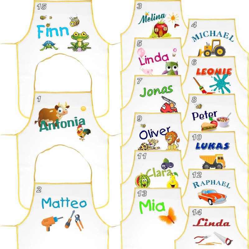 Kinderschürze Bedruckt Mit Namen Bastelschürze Malschürze Kochschürze Latzschürze Schule Kindergarten von Nashvilleprint