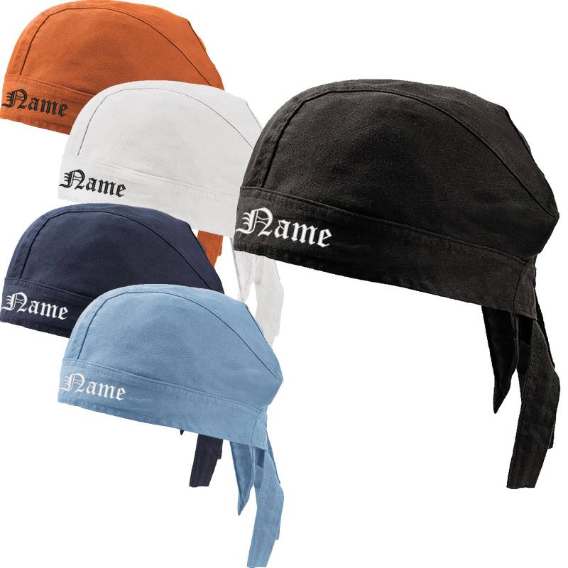 Langes Bandana Bestickt Mit Wunschtext/Name Biker Mütze Sonnenschutz Kopftuch von Nashvilleprint