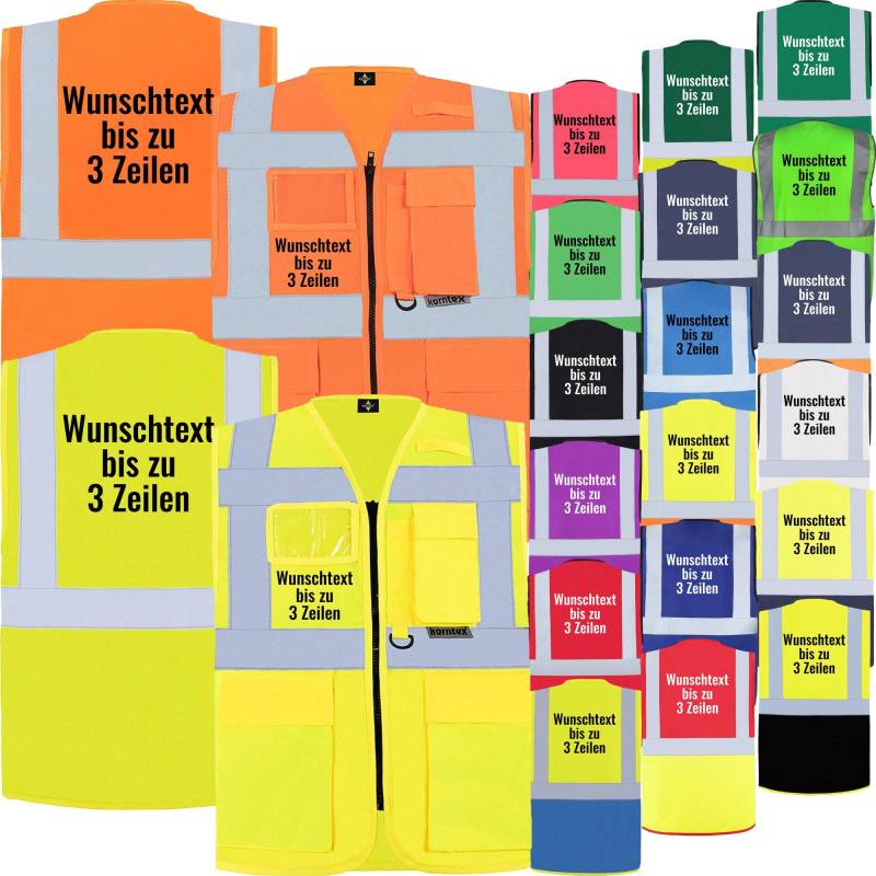 Multifunktionale Warnweste Mit Taschen Bedruckt Wunschtext Safety Vest Kx802 von Nashvilleprint