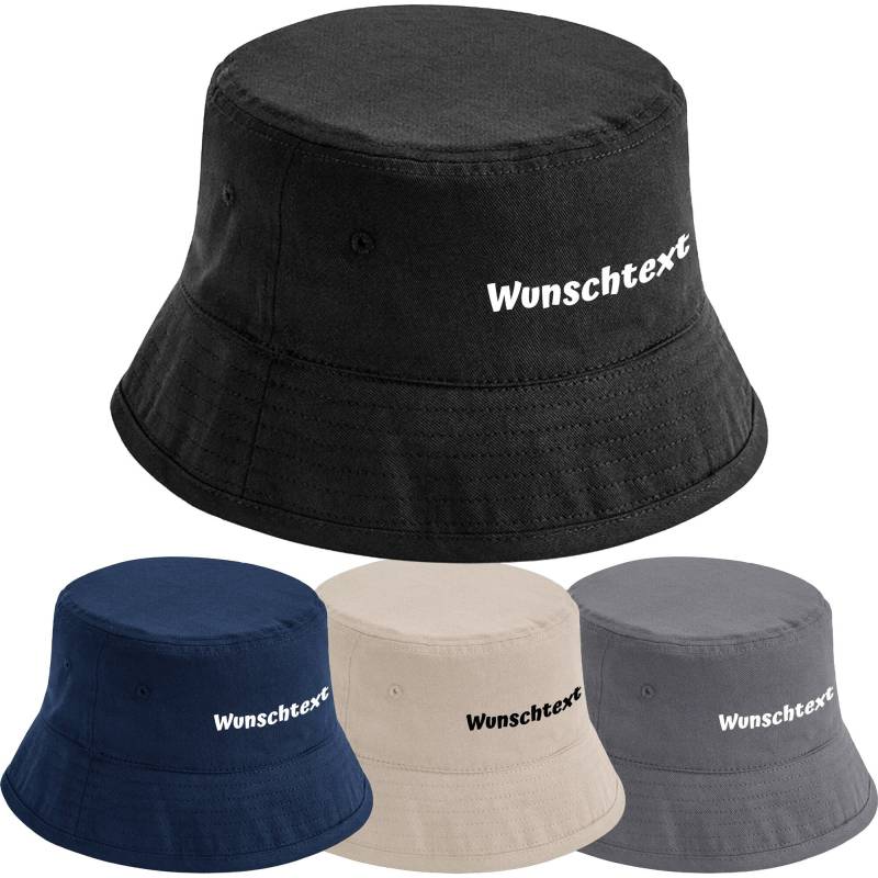 Organic Cotton Bucket Hat Bedruckt Mit Wunschtext/Name Upf50+ Sonnenschutzfaktor Cb90N von Nashvilleprint