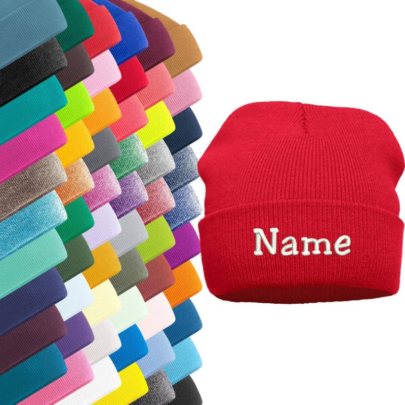 Original Cuffed Beanie Strickmütze Mütze Herbst Winter Bestickt Mit Name Oder Wunschtext von Nashvilleprint