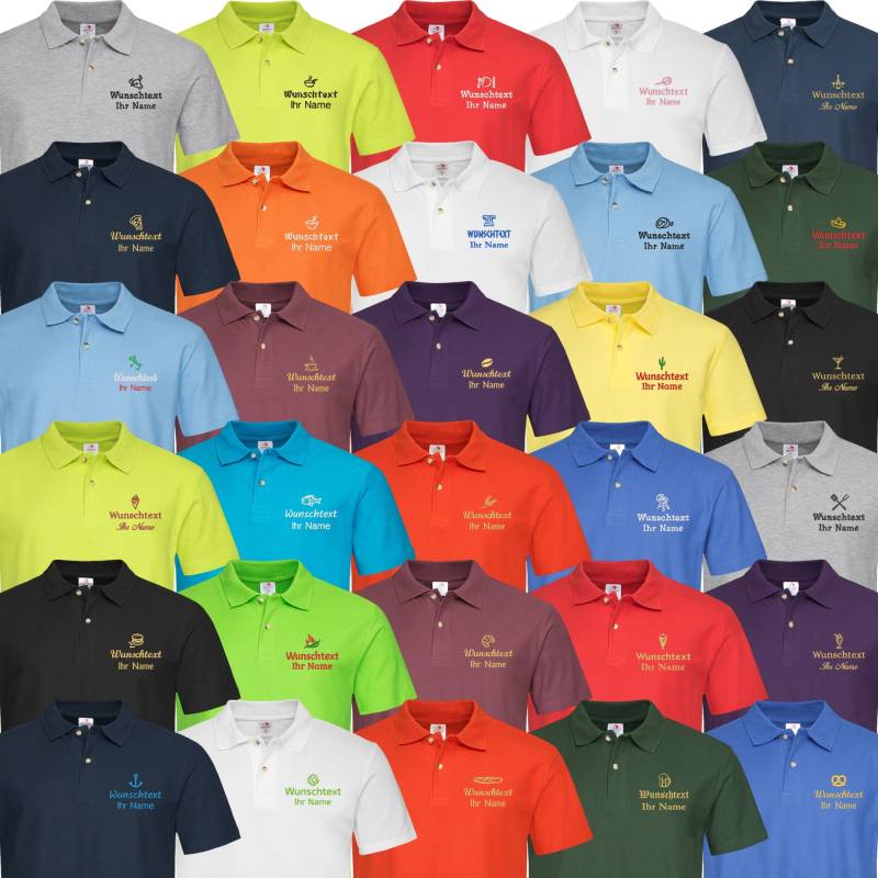 Poloshirt Bestickt Mit Motiv Wunschtext/Namen Polo-Hemd Shirt Arbeitsshirt Freizeit von Nashvilleprint