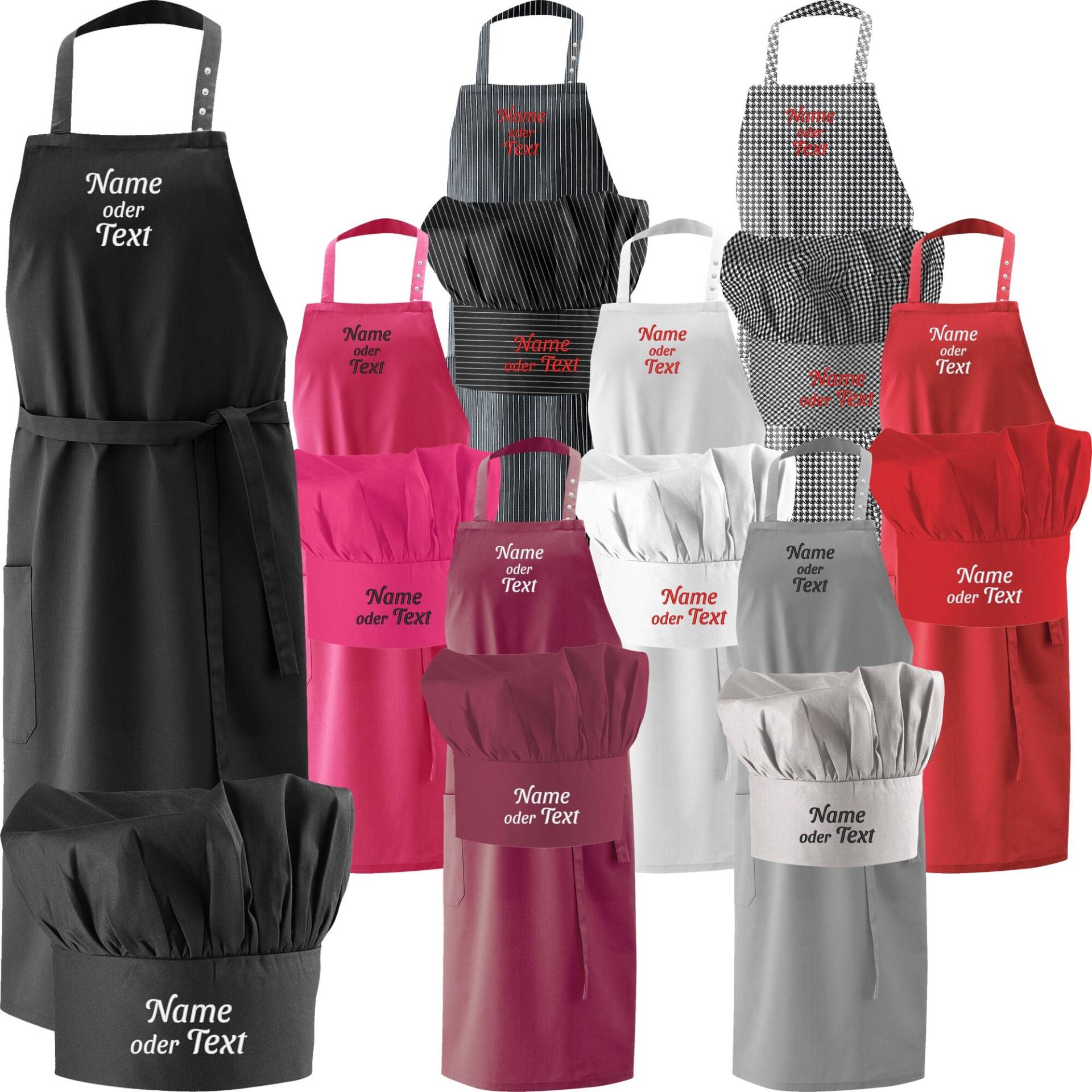 Set Grillschürze + Kochmütze Bestickt Mit Wunschtext/Namen Latzschürze Kochhut von Nashvilleprint